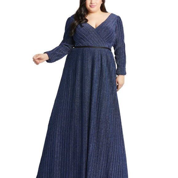 NEW Mac Duggal 48892 SHIMMERING V-NECK LONG EVENING GOWN PLUS 18W - Picture 3 of 10